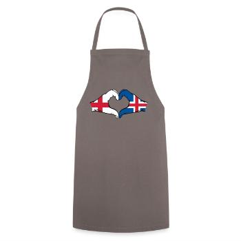 Angleterre Islande Drapeau Mains Coeur Forme Coeur - Tablier de cuisine - gris - Devant - AI Model Male 185 dark (185cm)