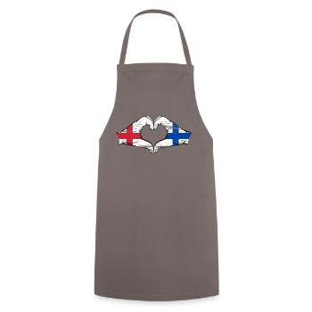 England Finnalnd Flag Hands Heart Shape Used - Cooking Apron - grey - Front - AI Model Male 185 dark (185cm)