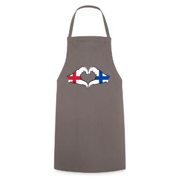 Angleterre Finlande Drapeau Mains Coeur Forme - Tablier de cuisine - gris - Devant - AI Model Male 185 dark (185cm)