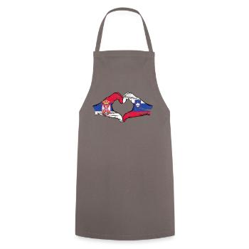 Serbie Slovénie drapeau mains forme coeur utilisé - Tablier de cuisine - gris - Devant - AI Model Male 185 dark (185cm)