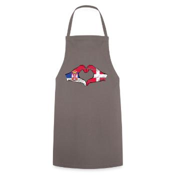 Serbie Danemark drapeau mains coeur forme utilisé - Tablier de cuisine - gris - Devant - AI Model Male 185 dark (185cm)