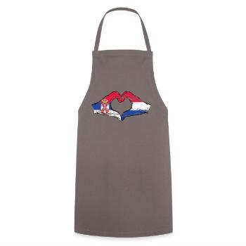 Serbie Hollande Drapeau Mains Coeur Utilisé - Tablier de cuisine - gris - Devant - AI Model Male 185 dark (185cm)