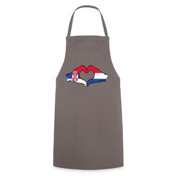 Serbia Holland Flag Hands Heart Shape - Cooking Apron - grey - Front - AI Model Male 185 dark (185cm)
