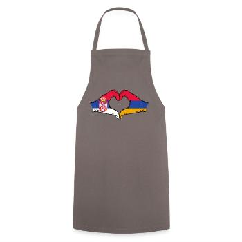 Serbien Armenien Flagge Hände Herzform - Kochschürze - Grau - Vorne - AI Model Male 185 dark (185cm)