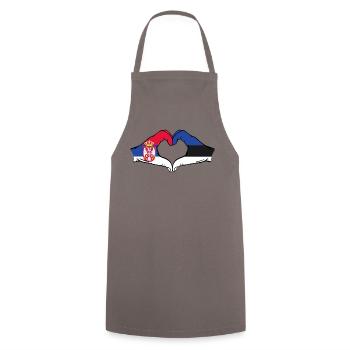 Serbie Estonie Drapeau Mains Coeur Forme - Tablier de cuisine - gris - Devant - AI Model Male 185 dark (185cm)