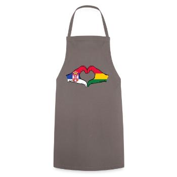 Serbia Bolivia Flag Hands Heart Shape - Cooking Apron - grey - Front - AI Model Male 185 dark (185cm)