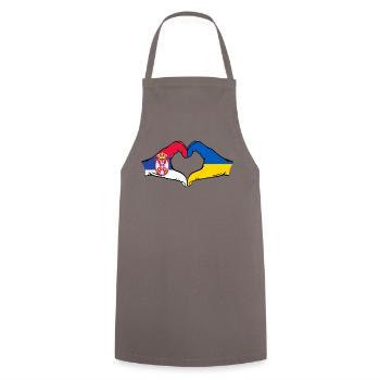 Serbia Ukraine Flag Hands Heart Shape - Cooking Apron - grey - Front - AI Model Male 185 dark (185cm)