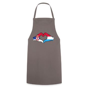 Mains du drapeau de la Serbie au Luxembourg en forme de coeur - Tablier de cuisine - gris - Devant - AI Model Male 185 dark (185cm)