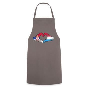 Aiguilles du drapeau de la Serbie Luxembourg en forme de coeur utilisé - Tablier de cuisine - gris - Devant - AI Model Male 185 dark (185cm)