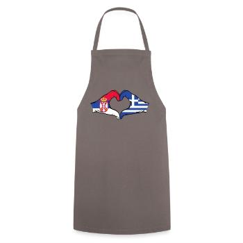 Serbia Greece Flag Hands Heart Shape - Cooking Apron - grey - Front - AI Model Male 185 dark (185cm)