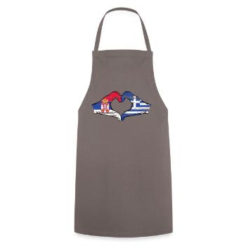Serbie Grèce drapeau mains forme coeur utilisé - Tablier de cuisine - gris - Devant - AI Model Male 185 dark (185cm)