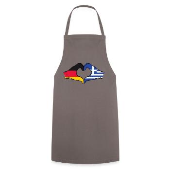 Germany Greece Flag Hands Heart Shape - Cooking Apron - grey - Front - AI Model Male 185 dark (185cm)