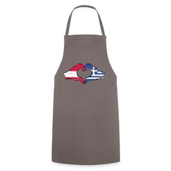Austria Greece Flag Hands Heart Shape - Cooking Apron - grey - Front - AI Model Male 185 dark (185cm)