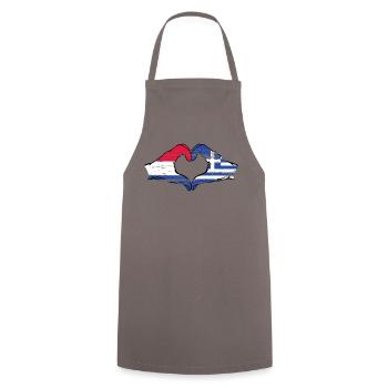 Hollande Grèce Drapeau Mains Coeur Forme Utilisé - Tablier de cuisine - gris - Devant - AI Model Male 185 dark (185cm)