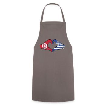 Tunisia Greece flag hands heart shape used - Cooking Apron - grey - Front - AI Model Male 185 dark (185cm)