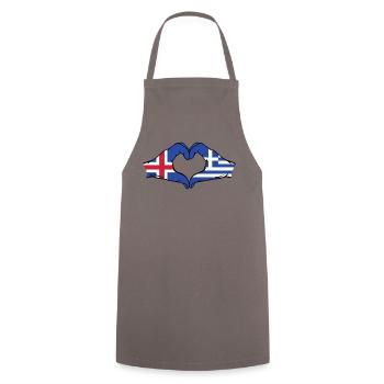 Iceland Greece Flag Hands Heart Shape - Cooking Apron - grey - Front - AI Model Male 185 dark (185cm)
