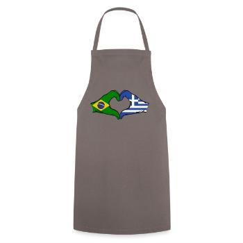 Brésil Grèce Drapeau Mains Coeur Forme - Tablier de cuisine - gris - Devant - AI Model Male 185 dark (185cm)