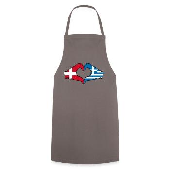 Denmark Greece Flag Hands Heart Shape - Cooking Apron - grey - Front - AI Model Male 185 dark (185cm)