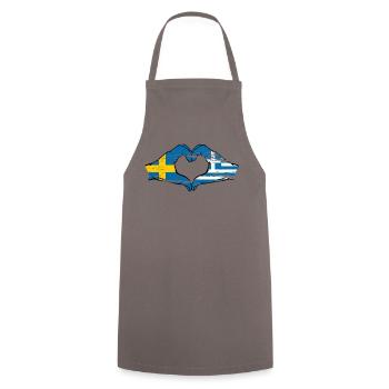 Sweden Greece Flag Hands Heart Shape Used - Cooking Apron - grey - Front - AI Model Male 185 dark (185cm)