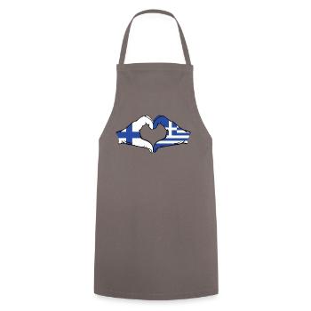 Finlande Grèce Drapeau Mains Coeur Forme - Tablier de cuisine - gris - Devant - AI Model Male 185 dark (185cm)