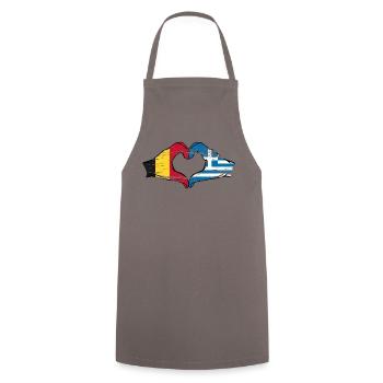 Belgien Griechenland Flagge Hände Herzform used - Kochschürze - Grau - Vorne - AI Model Male 185 dark (185cm)