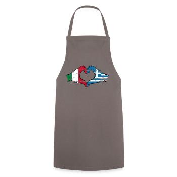 Italy Greece Flag Hands Heart Shape Used - Cooking Apron - grey - Front - AI Model Male 185 dark (185cm)