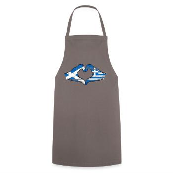 Mains de drapeau de l’Écosse Grèce en forme de coeur utilisé - Tablier de cuisine - gris - Devant - AI Model Male 185 dark (185cm)