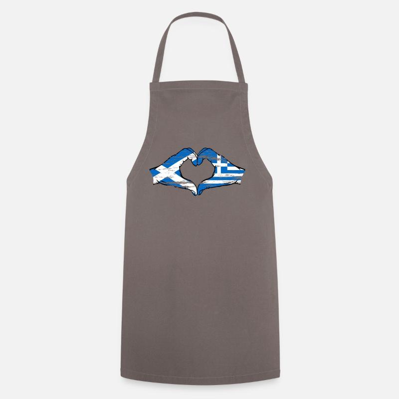 Mains de drapeau de l’Écosse Grèce en forme de coeur utilisé - Tablier de cuisine - gris