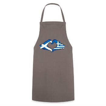 Scotland Greece Flag Hands Heart Shape - Cooking Apron - grey - Front - AI Model Male 185 dark (185cm)