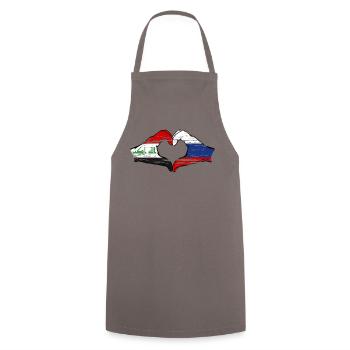 Irak Russie Drapeau Mains Coeur Forme De Coeur - Tablier de cuisine - gris - Devant - AI Model Male 185 dark (185cm)