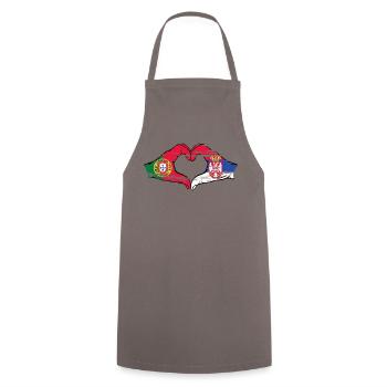 Portugal Serbie drapeau mains forme coeur utilisé - Tablier de cuisine - gris - Devant - AI Model Male 185 dark (185cm)