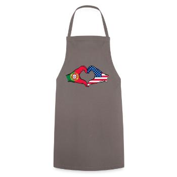 Portugal USA Flag Hands Heart Shape - Cooking Apron - grey - Front - AI Model Male 185 dark (185cm)