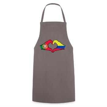 Portugal Colombie Drapeau Mains Coeur Forme Coeur - Tablier de cuisine - gris - Devant - AI Model Male 185 dark (185cm)
