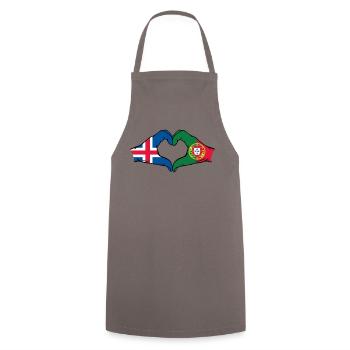 Islande Portugal Drapeau Mains Coeur Forme - Tablier de cuisine - gris - Devant - AI Model Male 185 dark (185cm)