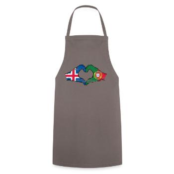 Iceland Portugal Flag Hands Heart Shape Used - Cooking Apron - grey - Front - AI Model Male 185 dark (185cm)