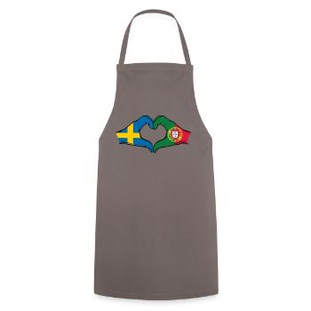 Sweden Portugal Flag Hands Heart Shape - Cooking Apron - grey - Front - AI Model Male 185 dark (185cm)