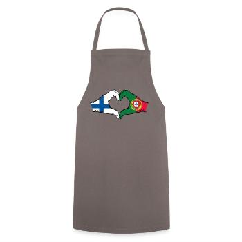 Finland Portugal Flag Hands Heart Shape - Cooking Apron - grey - Front - AI Model Male 185 dark (185cm)
