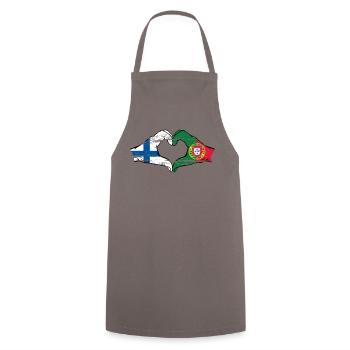 Finlande Portugal Drapeau Mains Coeur Forme Utilisé - Tablier de cuisine - gris - Devant - AI Model Male 185 dark (185cm)