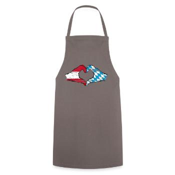 Austria Bavaria Flag Hands Heart Shape Used - Cooking Apron - grey - Front - AI Model Male 185 dark (185cm)