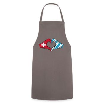 Switzerland Bavaria Flag Hands Heart Shape Used - Cooking Apron - grey - Front - AI Model Male 185 dark (185cm)