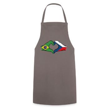 Brésil République tchèque drapeau coeur forme - Tablier de cuisine - gris - Devant - AI Model Male 185 dark (185cm)