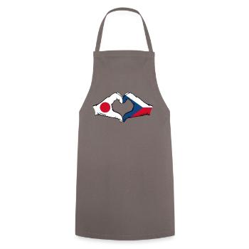 Japan Tschechien Flagge Herzform - Kochschürze - Grau - Vorne - AI Model Male 185 dark (185cm)