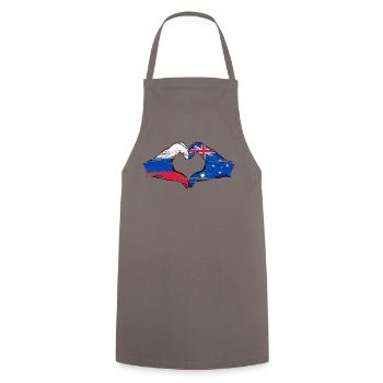 Drapeau de la Russie Australie Forme Coeur Utilisé - Tablier de cuisine - gris - Devant - AI Model Male 185 dark (185cm)