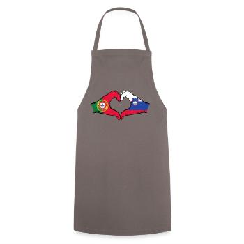 Portugal Slovénie Drapeau Coeur Forme - Tablier de cuisine - gris - Devant - AI Model Male 185 dark (185cm)