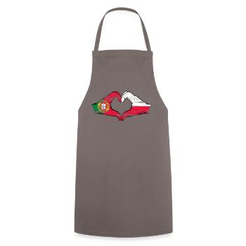 Portugal Pologne Drapeau Coeur Forme Utilisé - Tablier de cuisine - gris - Devant - AI Model Male 185 dark (185cm)