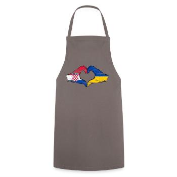 Croatia Ukraine Flag Heart Shape Used - Cooking Apron - grey - Front - AI Model Male 185 dark (185cm)