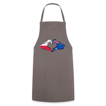 Poland Australia Flag Heart Shape Used - Cooking Apron - grey - Front - AI Model Male 185 dark (185cm)
