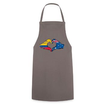Colombie Australie drapeau coeur utilisé - Tablier de cuisine - gris - Devant - AI Model Male 185 dark (185cm)