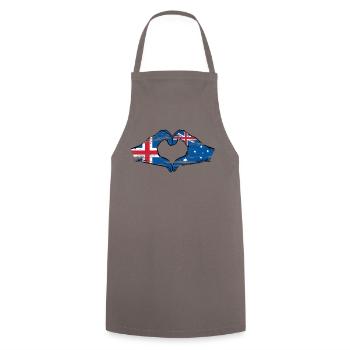 Islande Australie Drapeau Coeur Utilisé - Tablier de cuisine - gris - Devant - AI Model Male 185 dark (185cm)