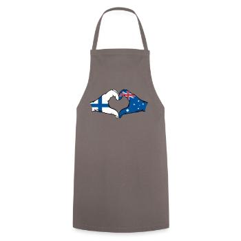 Finlande Australie Drapeau Coeur Forme - Tablier de cuisine - gris - Devant - AI Model Male 185 dark (185cm)